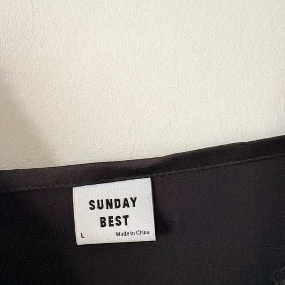 Aritzia Sunday Best Rae Midi Slip Satin Dress Black Size Large - Picture 9 of 10